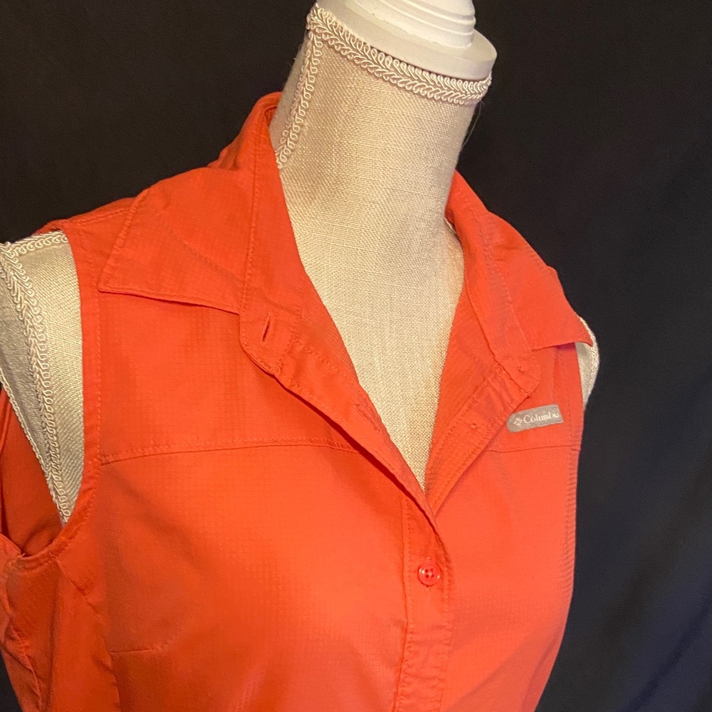 Columbia Women's Sleeveless Button-Down Shirt - Bright Orange - Picture 7 of 7